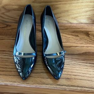 Black pair of 3” heels shoes. Very small scratch on the R heel as shown